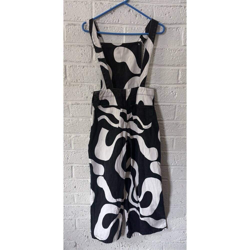 Cider Women’s Overalls XS Black and White  PSYCHEDELIC PATTERN Funky Artsy Retro